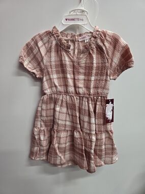 Nannette Rose Plaid Tiered Short Sleeve Dress